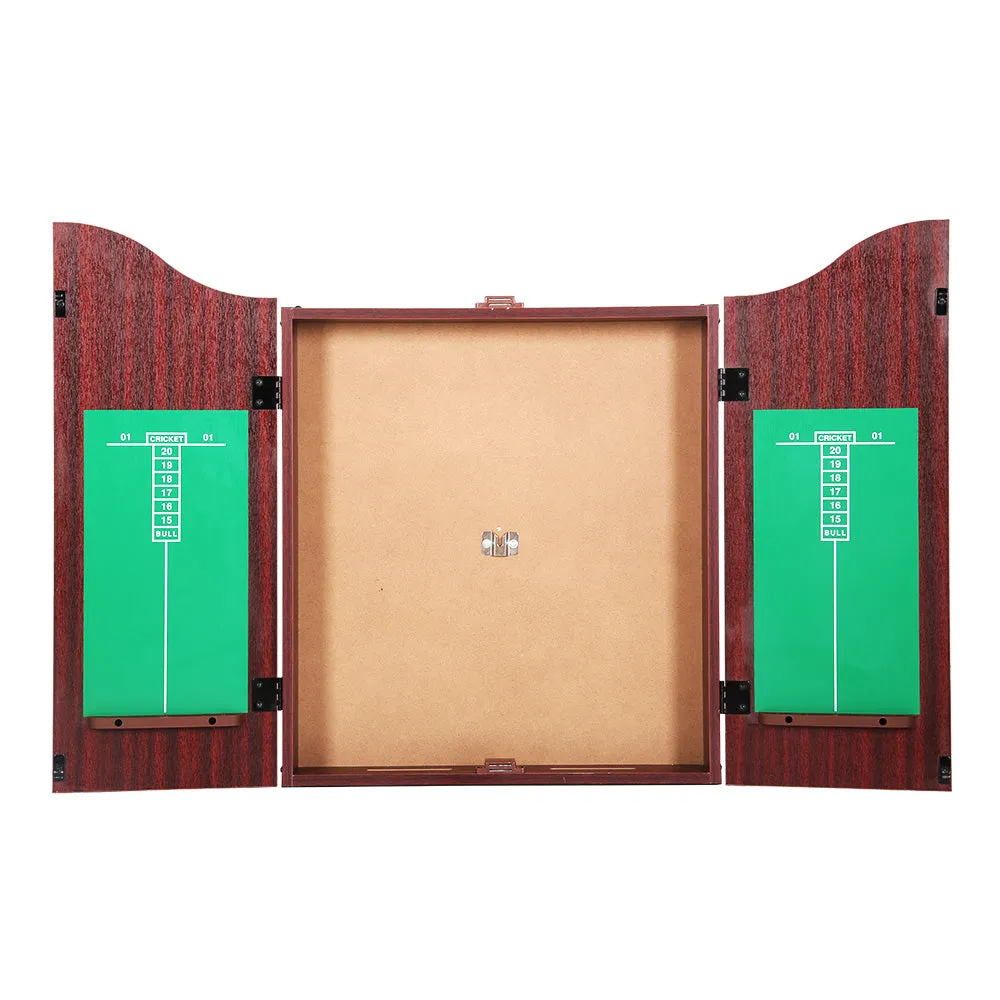 18" Dartboard Cabinet Set Professional Dartboard Wood Classic Game Party Sport