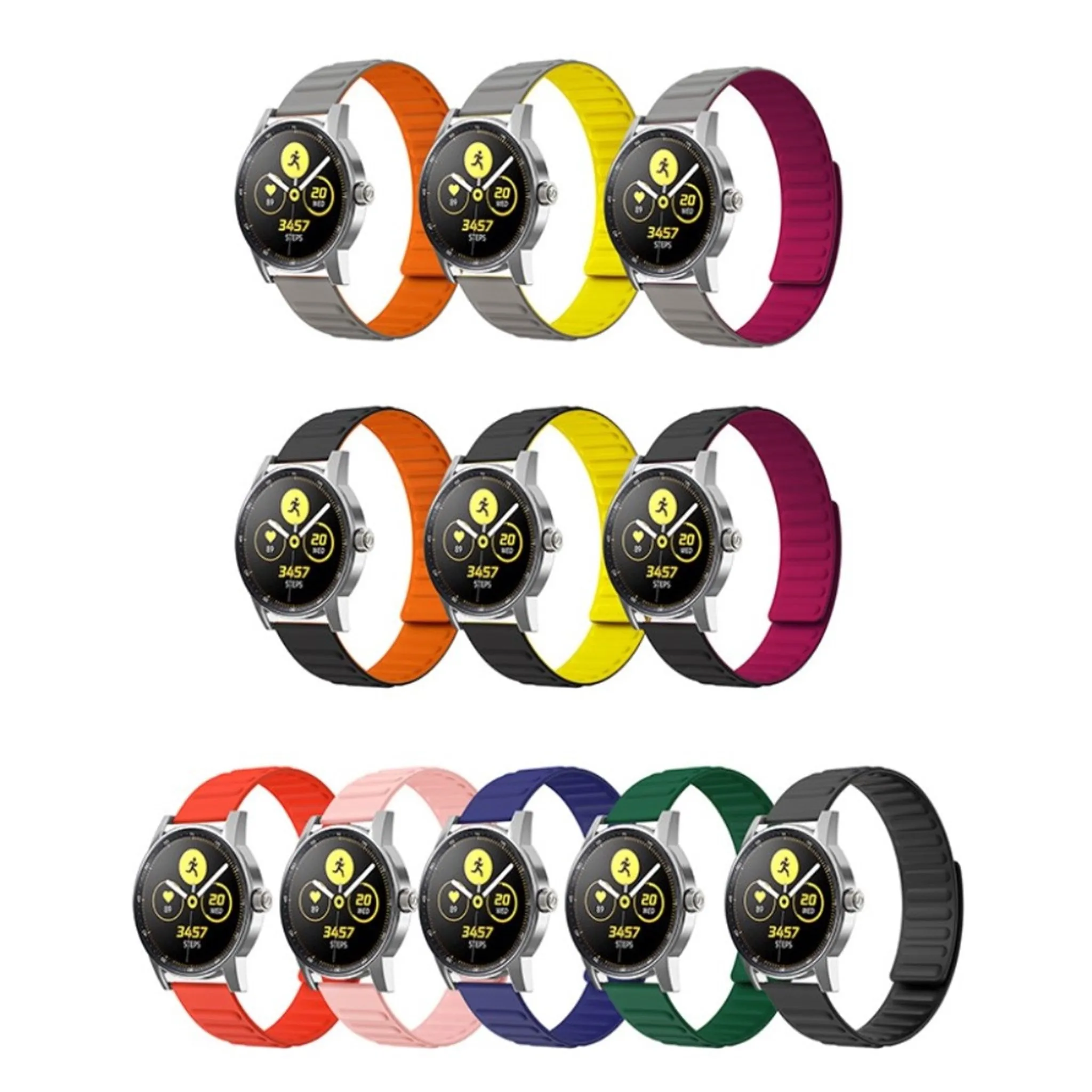 22mm Universal flexible silicone watch strap - Black