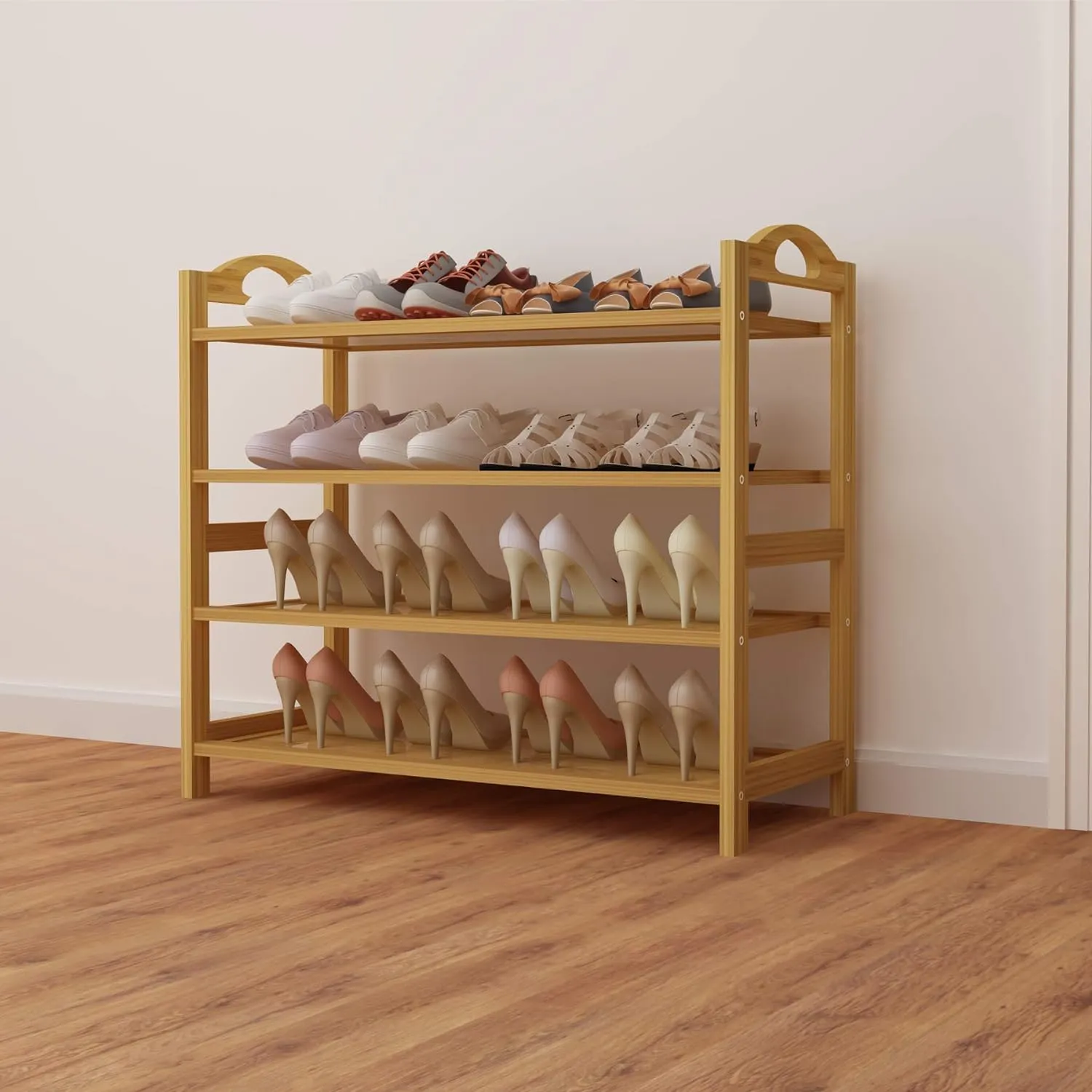 4-Tier Bamboo Shoe Rack Shoe Storage Organizer