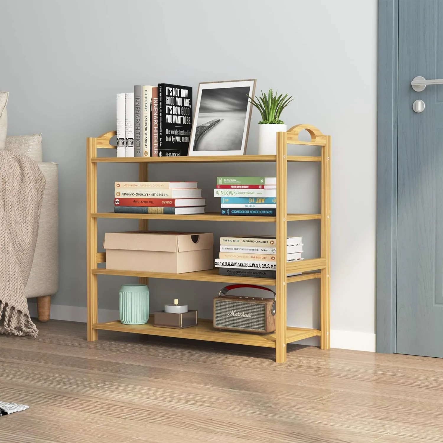 4-Tier Bamboo Shoe Rack Shoe Storage Organizer