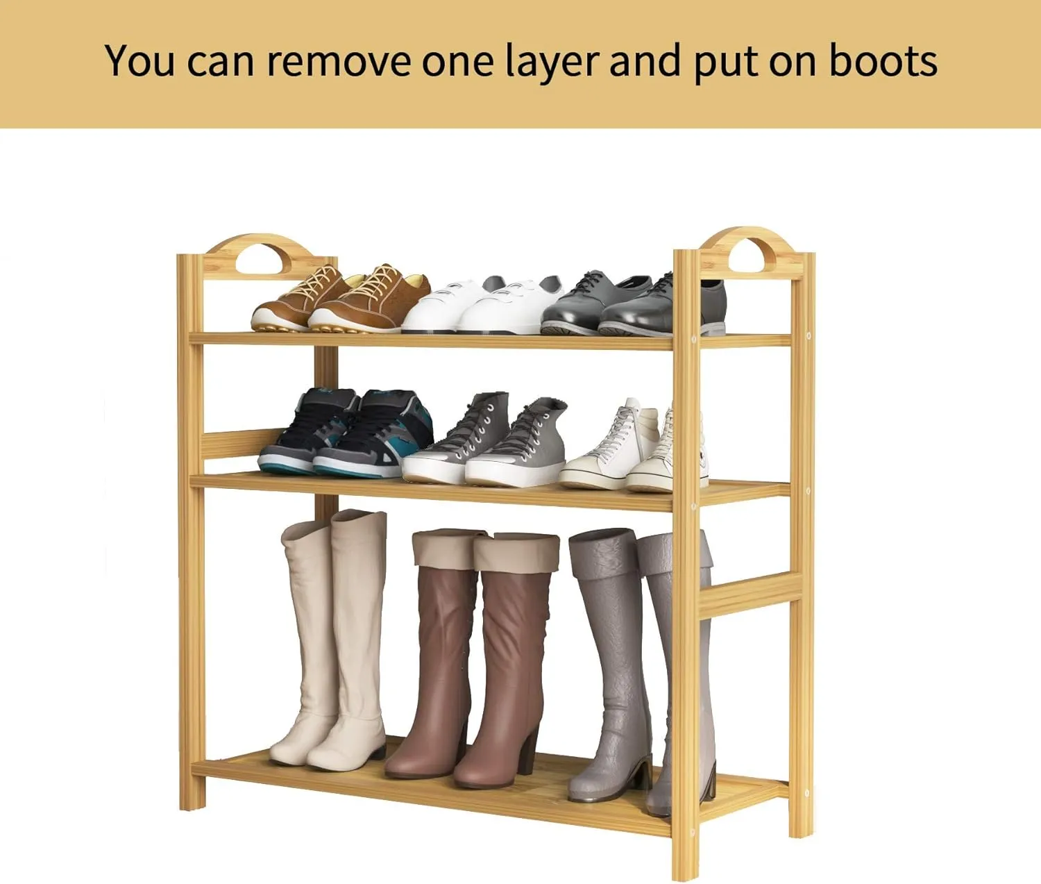 4-Tier Bamboo Shoe Rack Shoe Storage Organizer