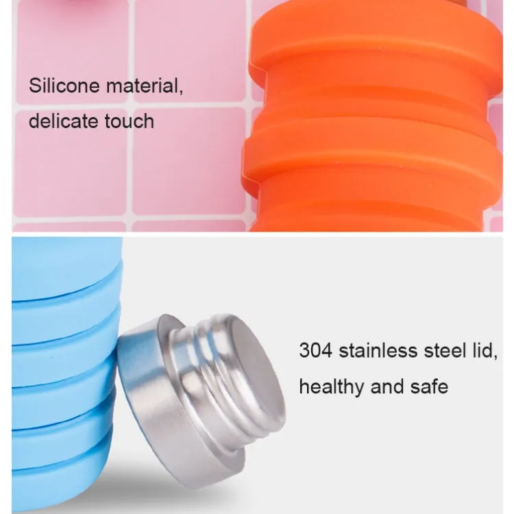500ml Outdoor Sports Silicone Telescopic Cup Portable Foldable Travel Water Kettle(Gray Handle Lid)