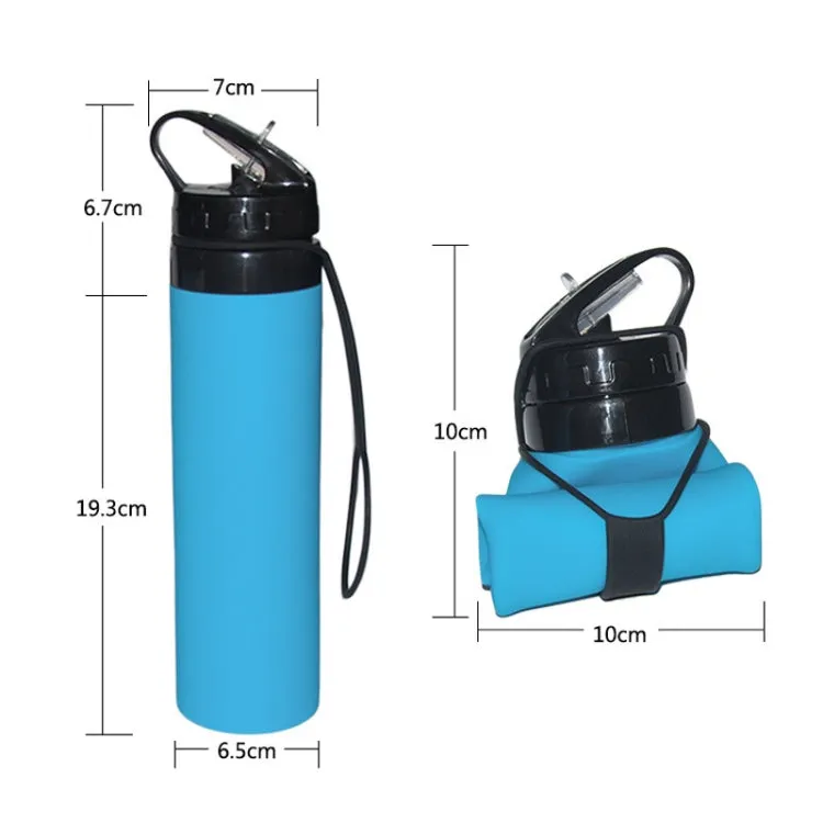 600ml Folding Silicone Riding Water Cup Portable Environmental Protection Shatterproof Silicone Water Bottle(Grey)
