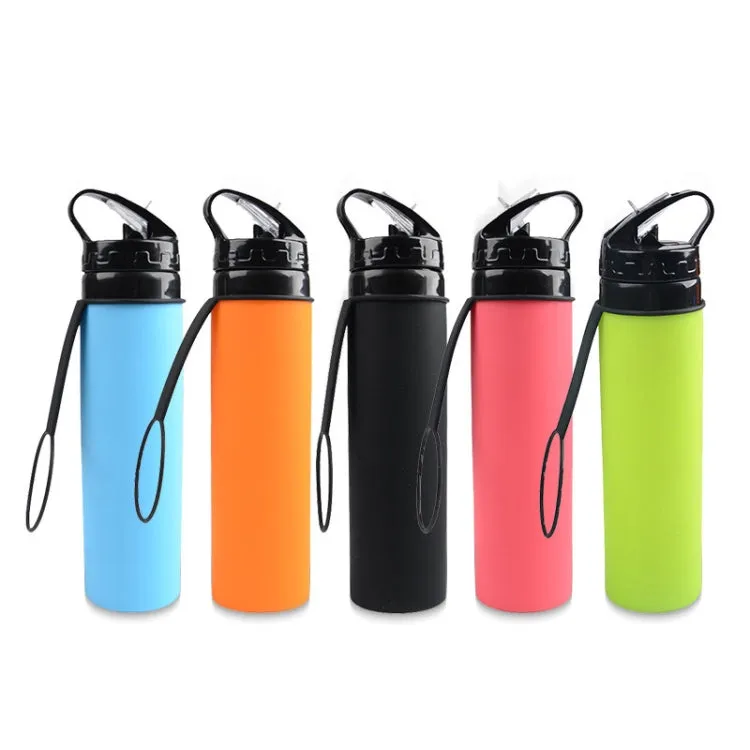 600ml Folding Silicone Riding Water Cup Portable Environmental Protection Shatterproof Silicone Water Bottle(Grey)