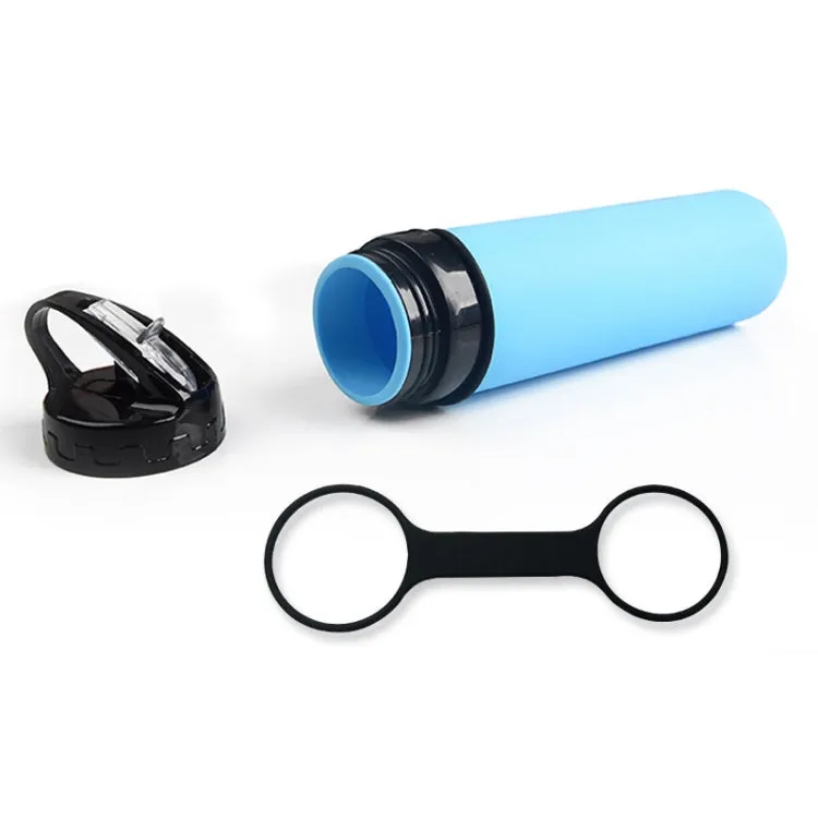 600ml Folding Silicone Riding Water Cup Portable Environmental Protection Shatterproof Silicone Water Bottle(Grey)