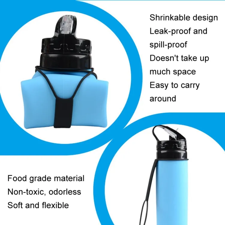600ml Folding Silicone Riding Water Cup Portable Environmental Protection Shatterproof Silicone Water Bottle(Grey)