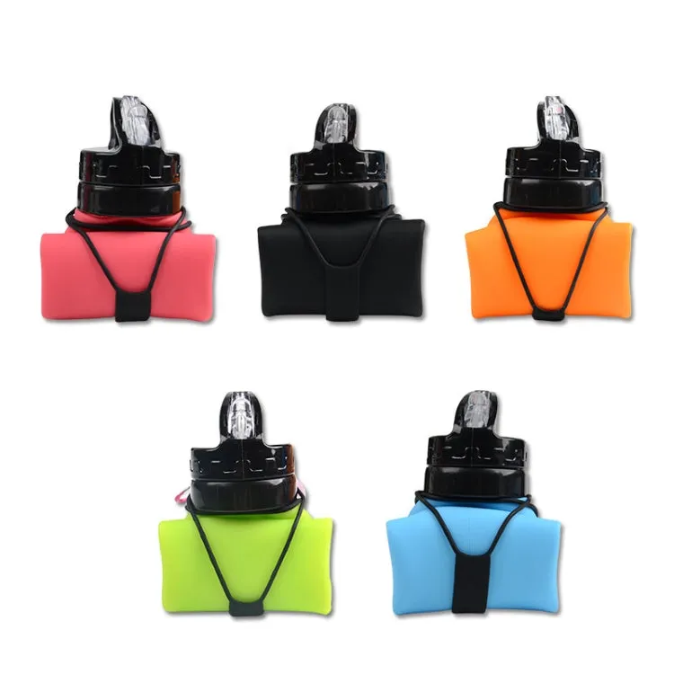 600ml Folding Silicone Riding Water Cup Portable Environmental Protection Shatterproof Silicone Water Bottle(Grey)