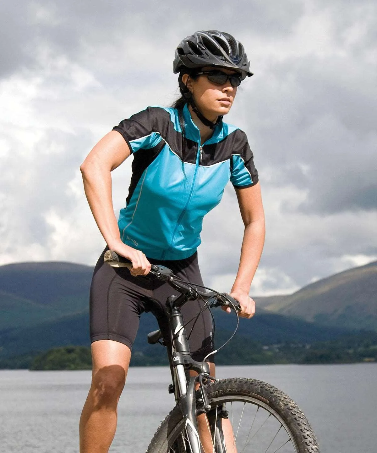 Aqua/Black - Women's Spiro bikewear full-zip top