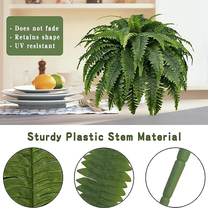 Bulk 2pcs 22 inches Tall Boston Fern Bush UV Resistant Plants for Outdoors Wholesale