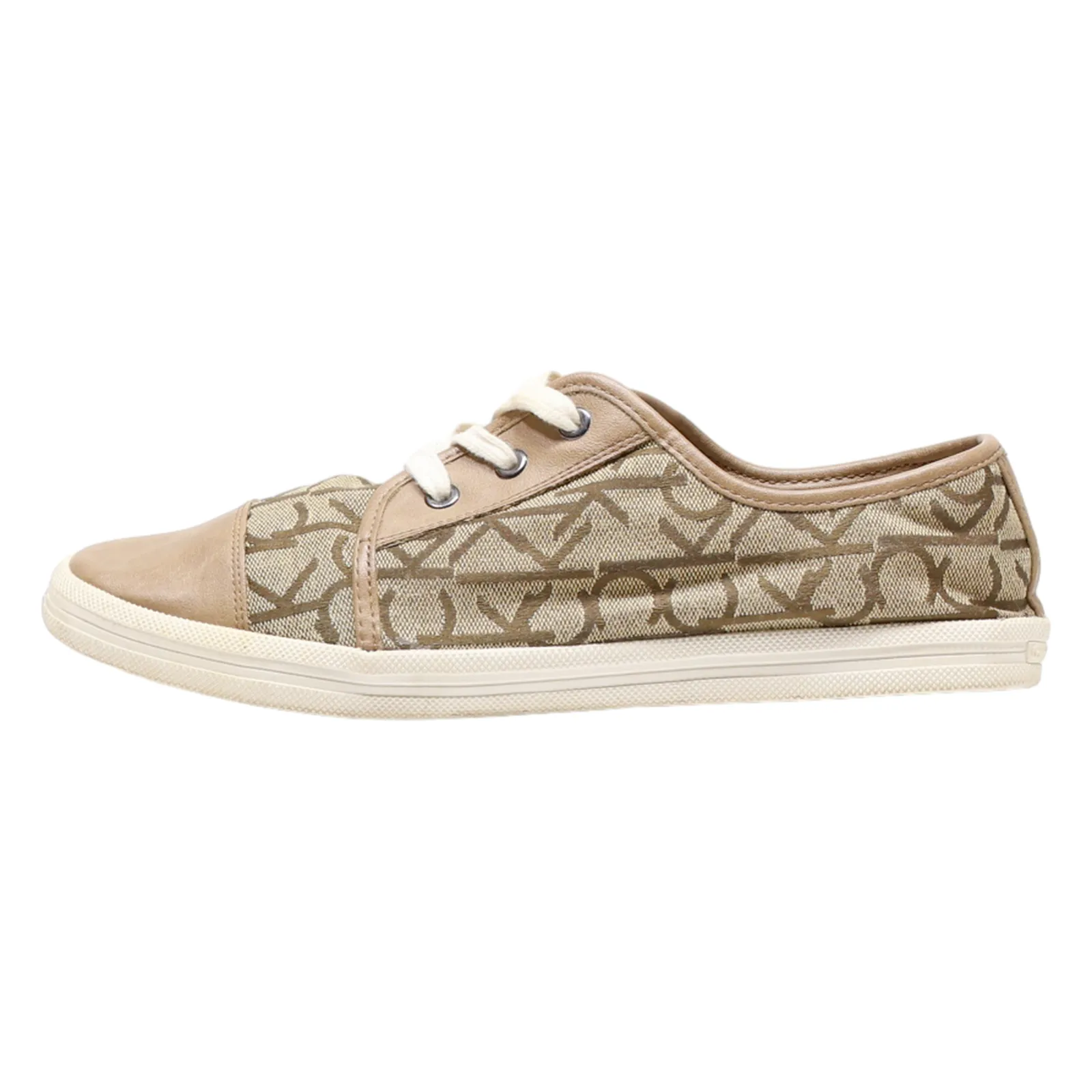 CALVIN KLEIN JEANS Low Top Trainers Beige Canvas Womens UK 8