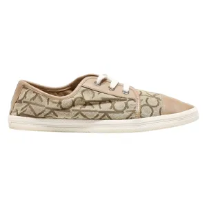 CALVIN KLEIN JEANS Low Top Trainers Beige Canvas Womens UK 8