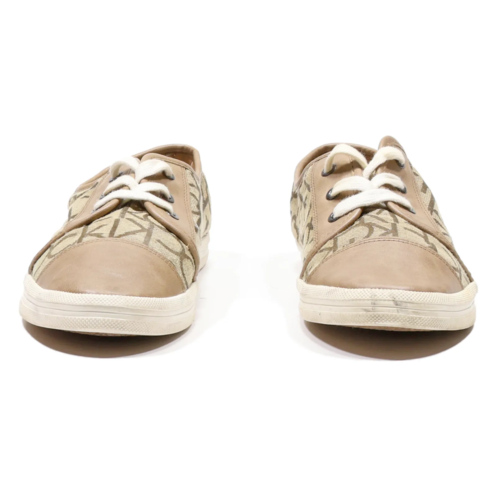 CALVIN KLEIN JEANS Low Top Trainers Beige Canvas Womens UK 8