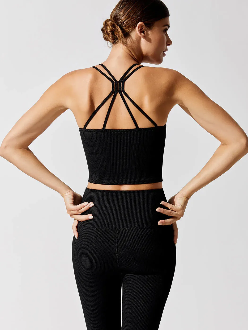 Carbon38 Ribbed Cami Bra - Black