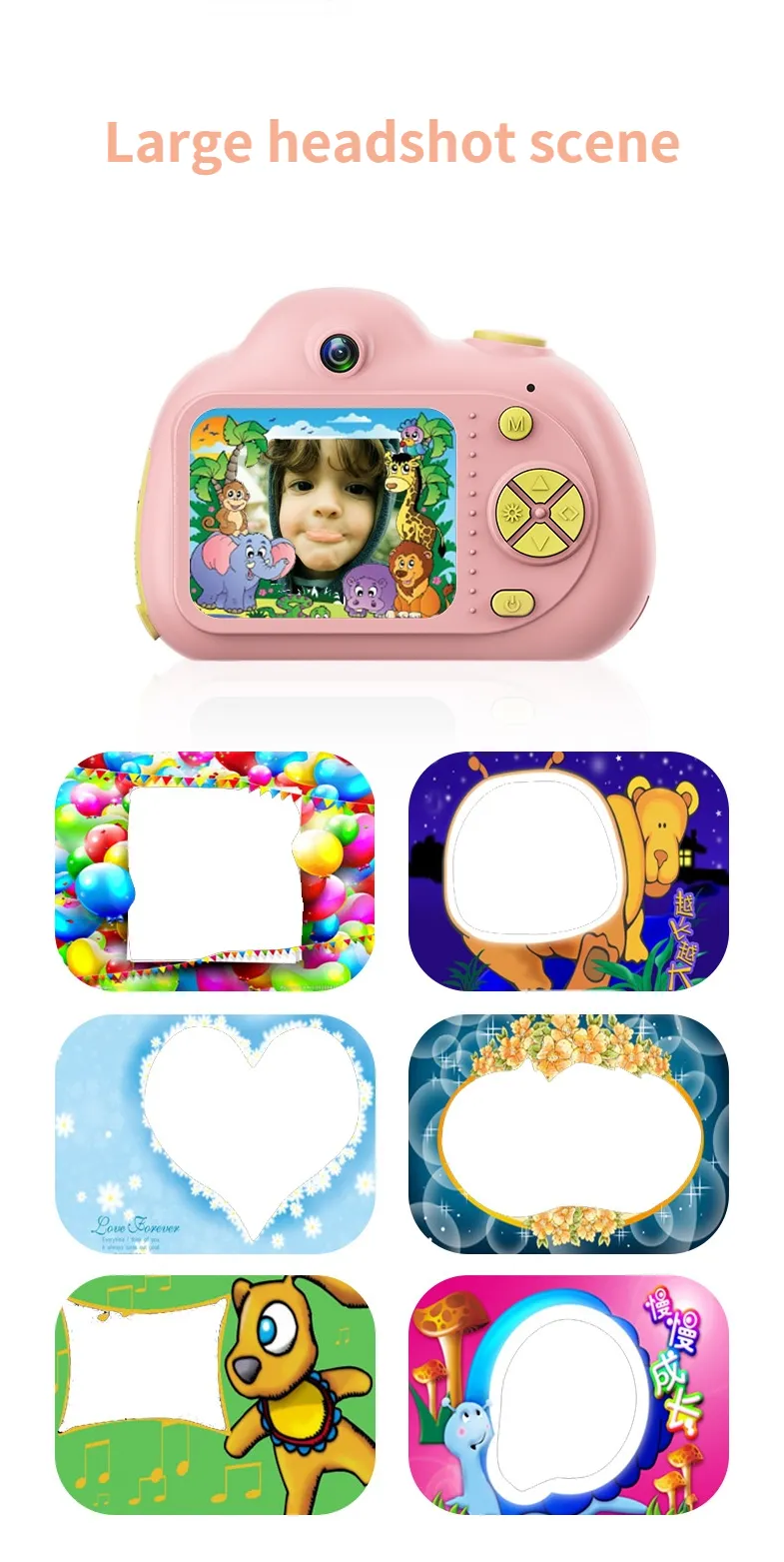 Cartoon Mini Digital Children's Camera SLR Dual Lens Sports Toy Camera with 32G Memory Card