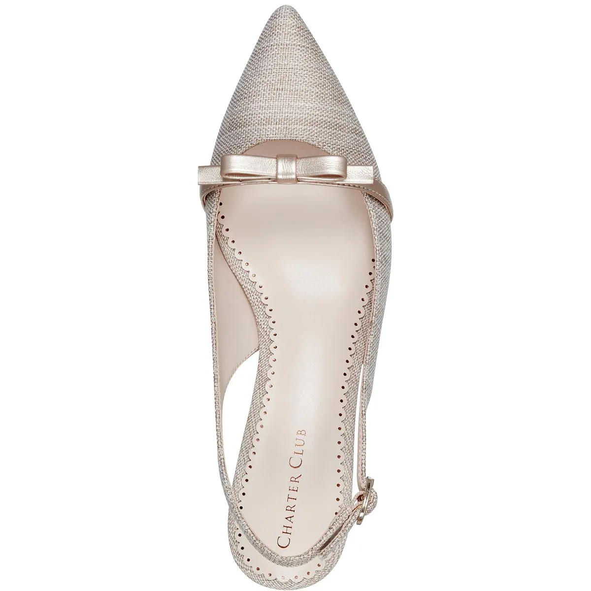 Charter Club Womens GILAA Bow Canvas Slingback Heels