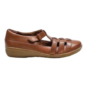 CLARKS Fisherman Sandals Brown Canvas Womens UK 5