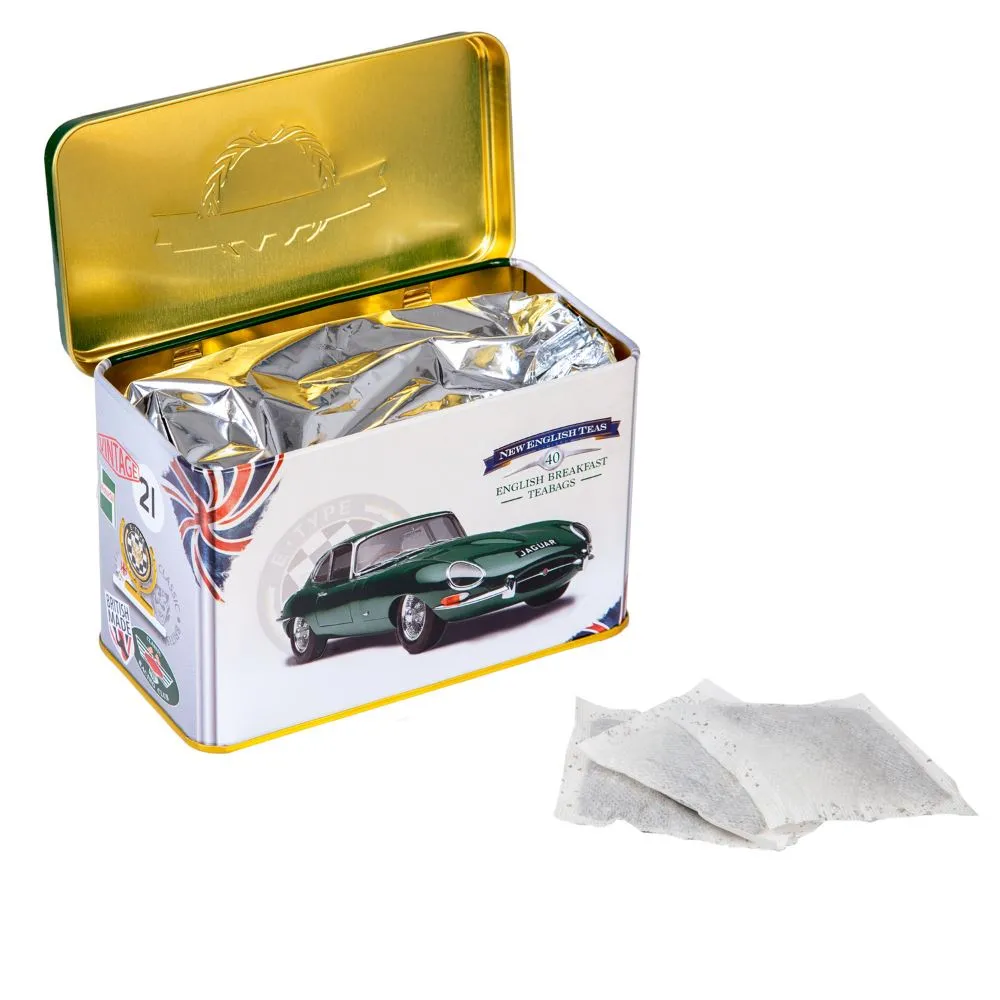 Classic Jaguar E-Type Tea Caddy With 40 English Breakfast Teabags