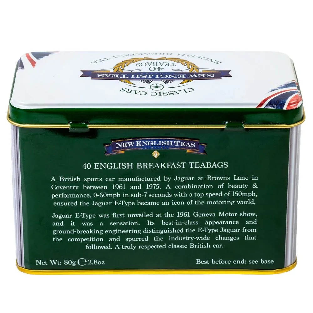 Classic Jaguar E-Type Tea Caddy With 40 English Breakfast Teabags