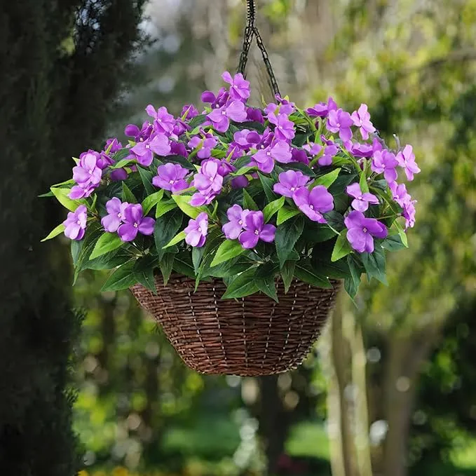 Clearance Bulk Artificial Impatiens Bush Bouquet Flowers for Outdoors UV Resistant Plants Bush Wholesale