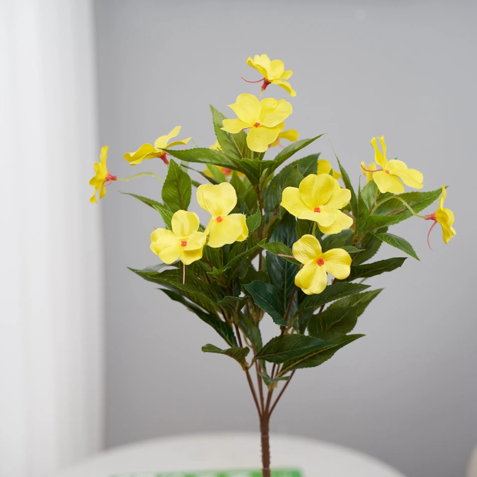 Clearance Bulk Artificial Impatiens Bush Bouquet Flowers for Outdoors UV Resistant Plants Bush Wholesale