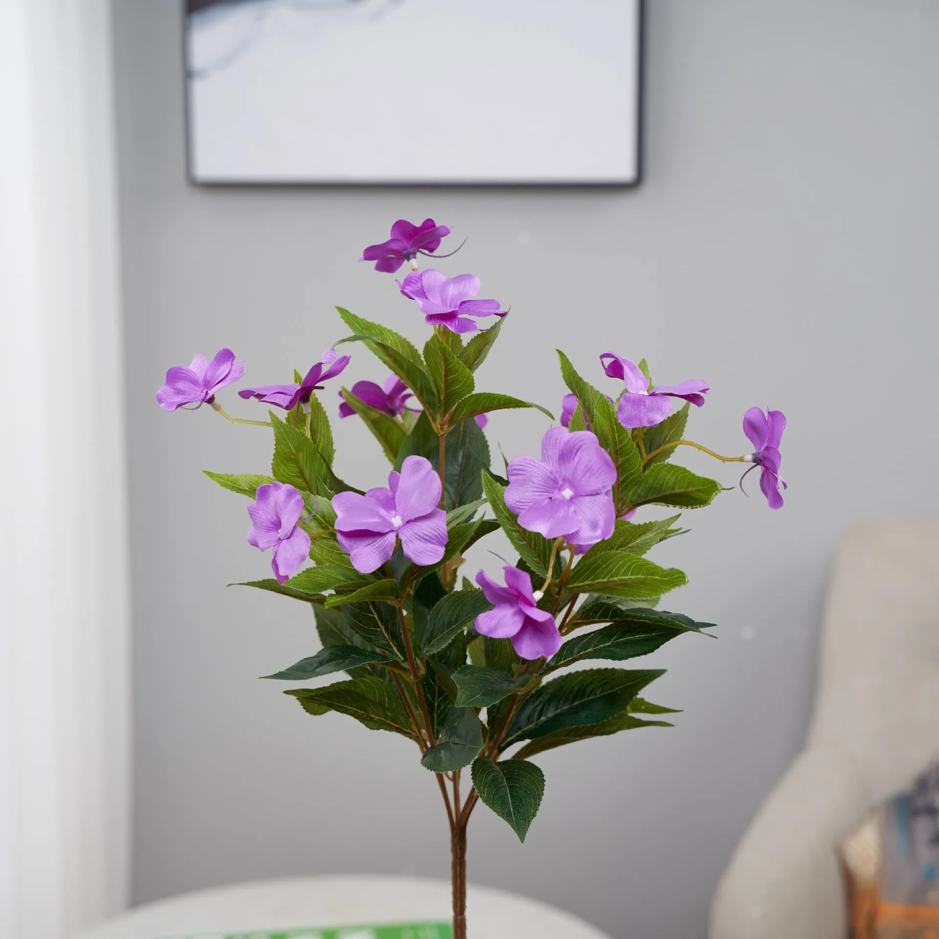 Clearance Bulk Artificial Impatiens Bush Bouquet Flowers for Outdoors UV Resistant Plants Bush Wholesale