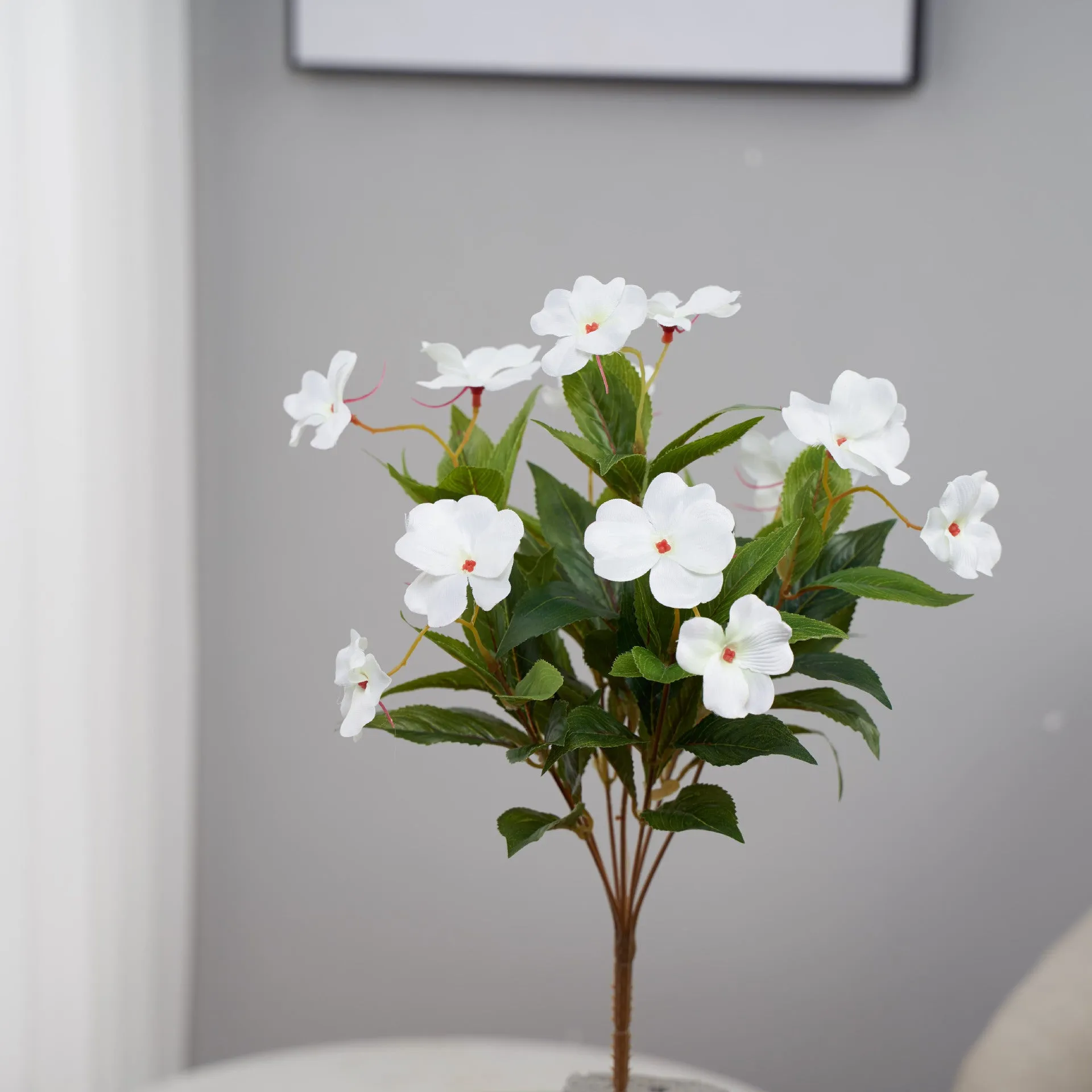 Clearance Bulk Artificial Impatiens Bush Bouquet Flowers for Outdoors UV Resistant Plants Bush Wholesale