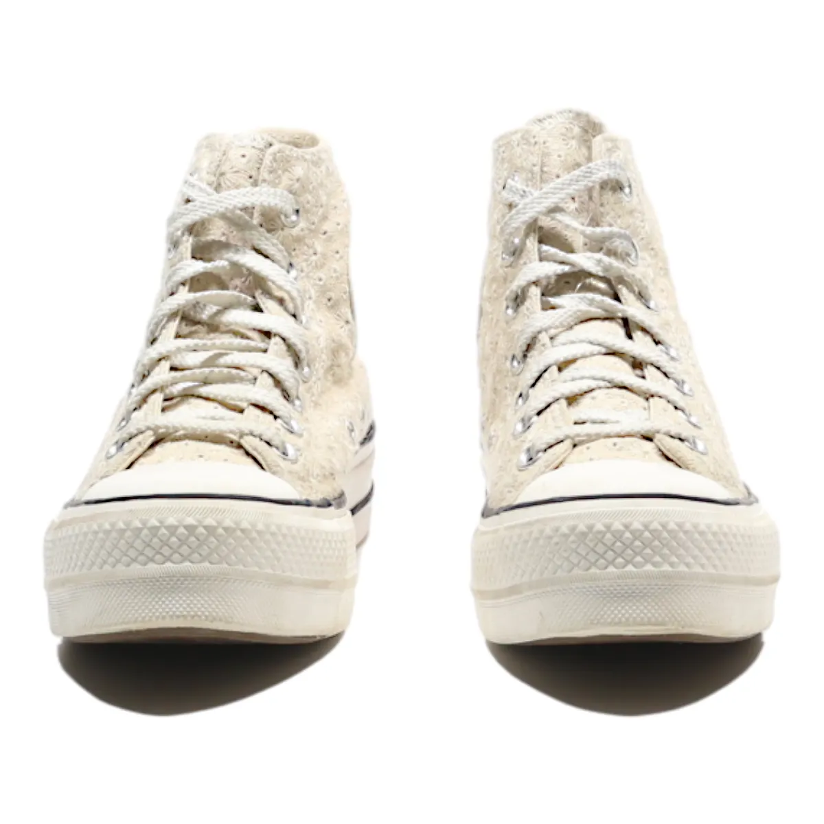 CONVERSE Chuck Taylor All Star 2021 Platform Trainers Cream Canvas Womens UK 5.5