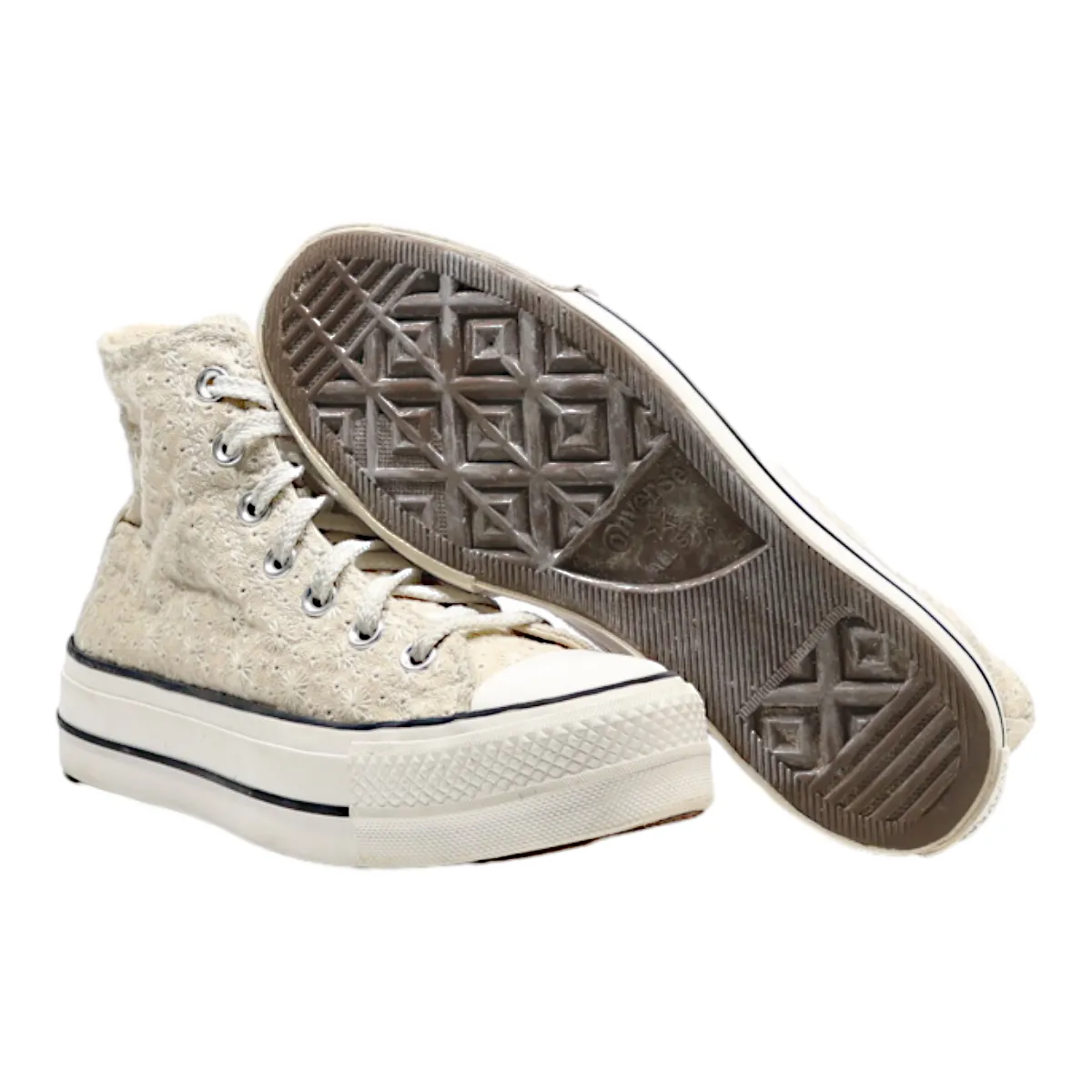 CONVERSE Chuck Taylor All Star 2021 Platform Trainers Cream Canvas Womens UK 5.5