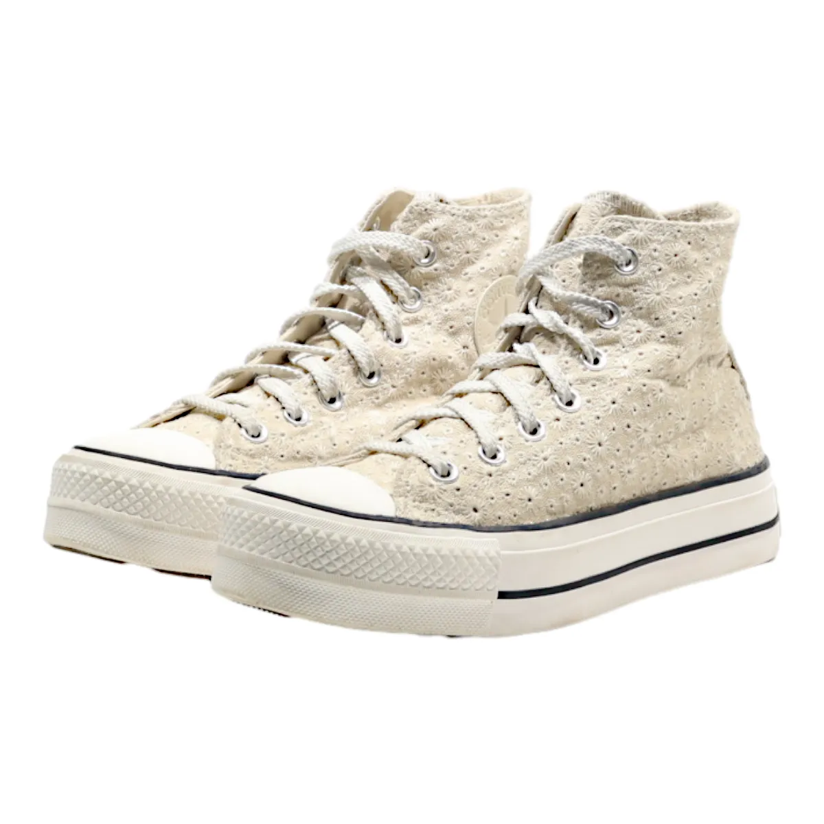 CONVERSE Chuck Taylor All Star 2021 Platform Trainers Cream Canvas Womens UK 5.5