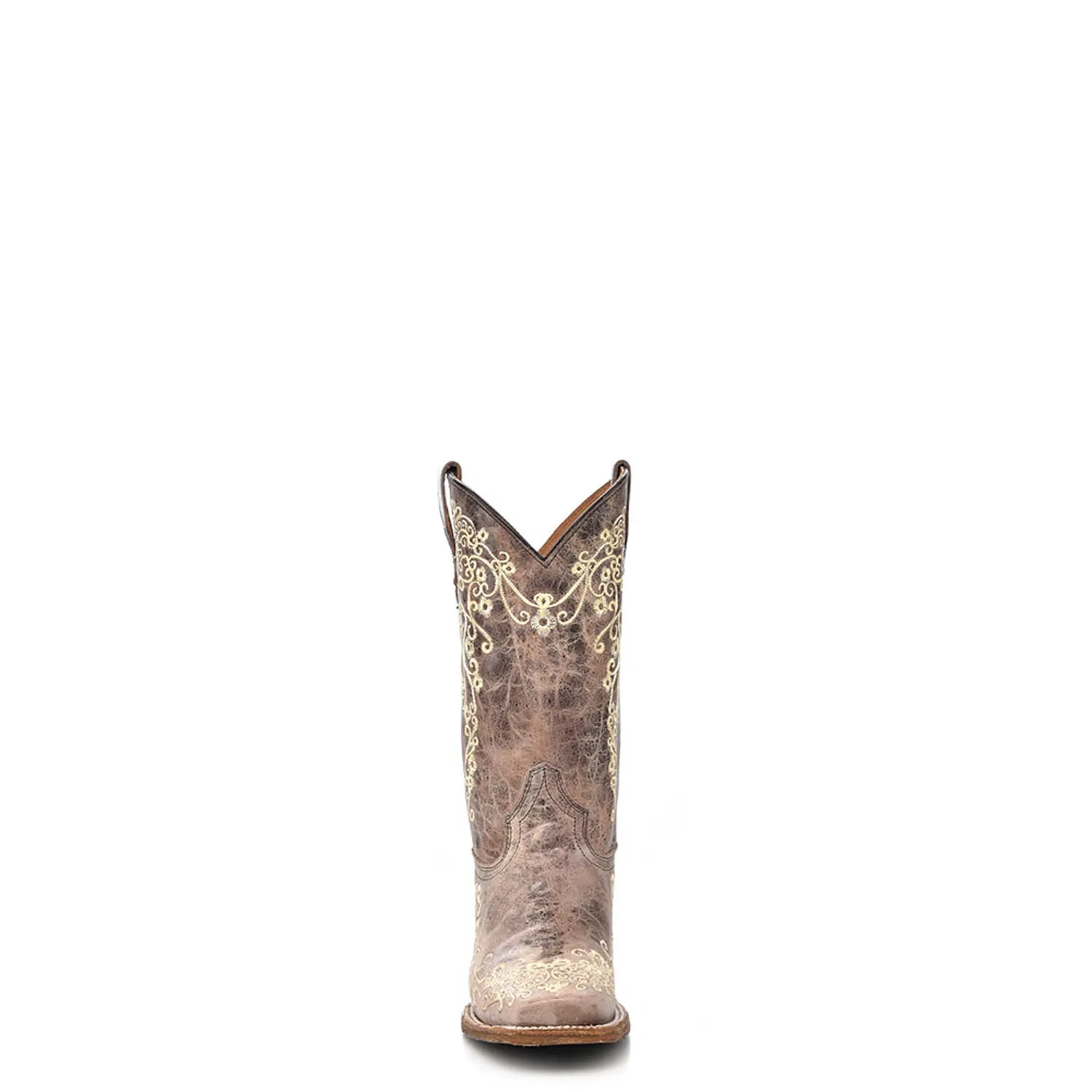 Corral Teen Embroidery Brown Cowhide Leather Cowgirl Boots