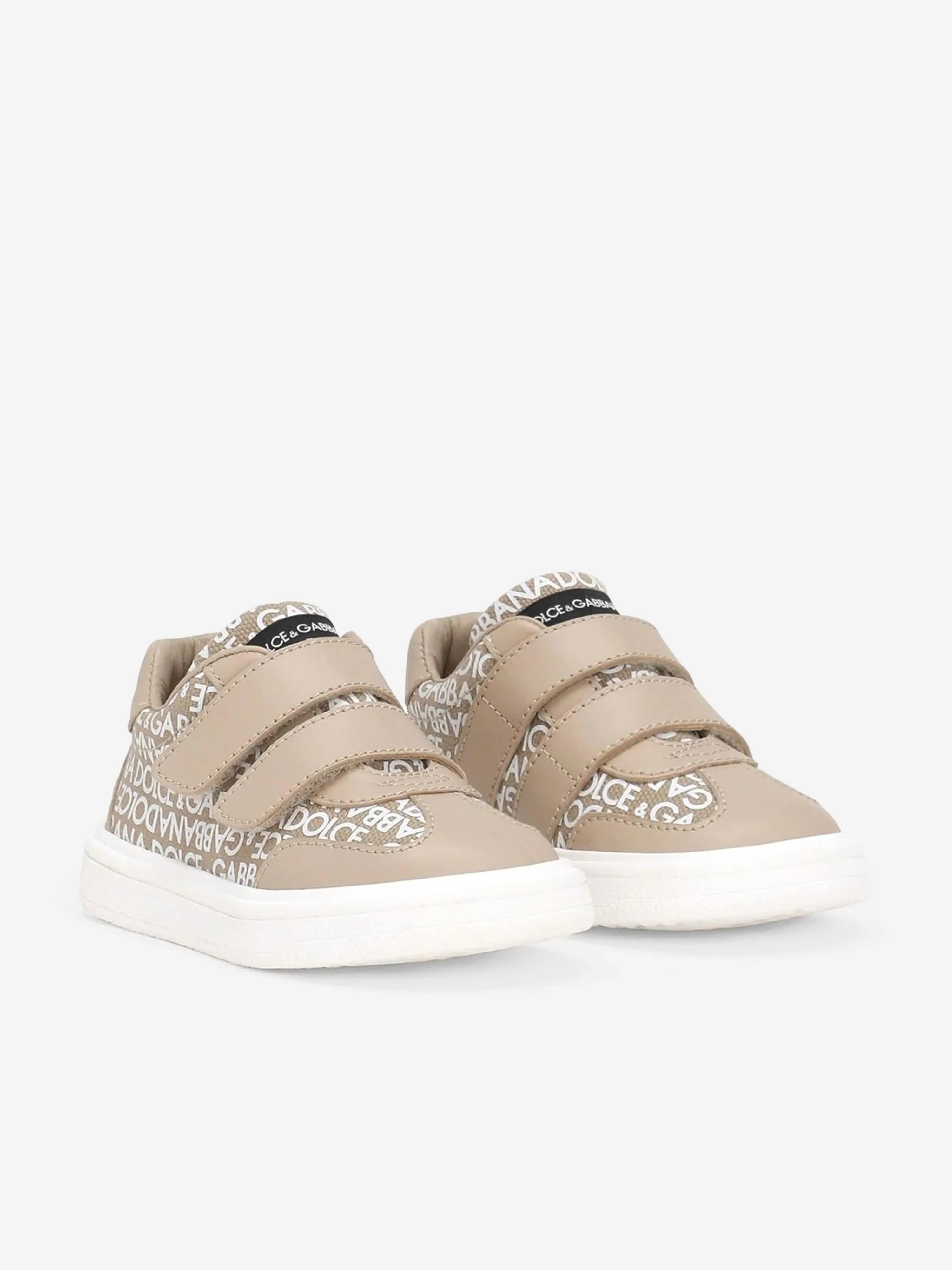 Dolce & Gabbana Kids Canvas And Leather Trainers in Gold