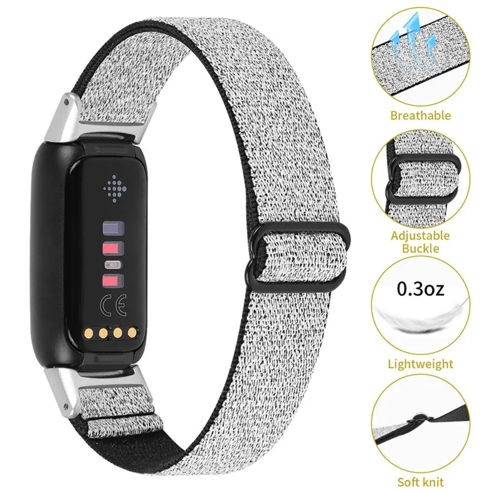 Fitbit Luxe elastic nylon watch strap - Glitter Silver