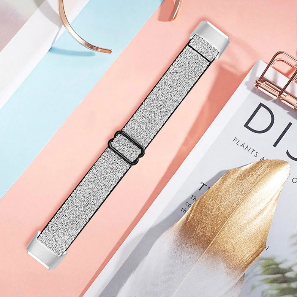 Fitbit Luxe elastic nylon watch strap - Glitter Silver
