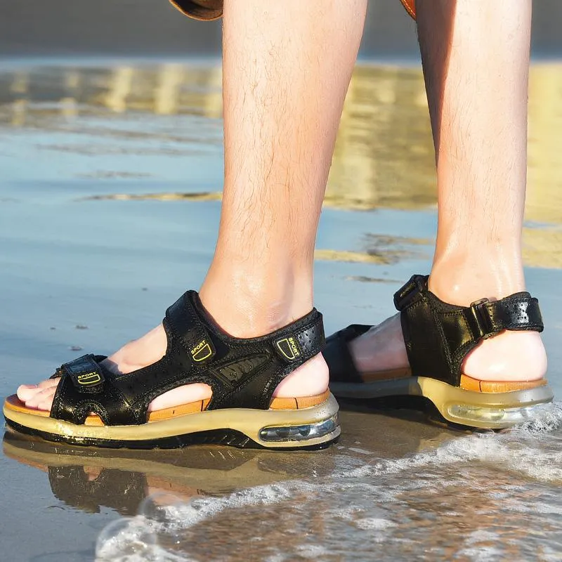 Genuine Leather Hiking Sandal Summer Beach Water Waterproof