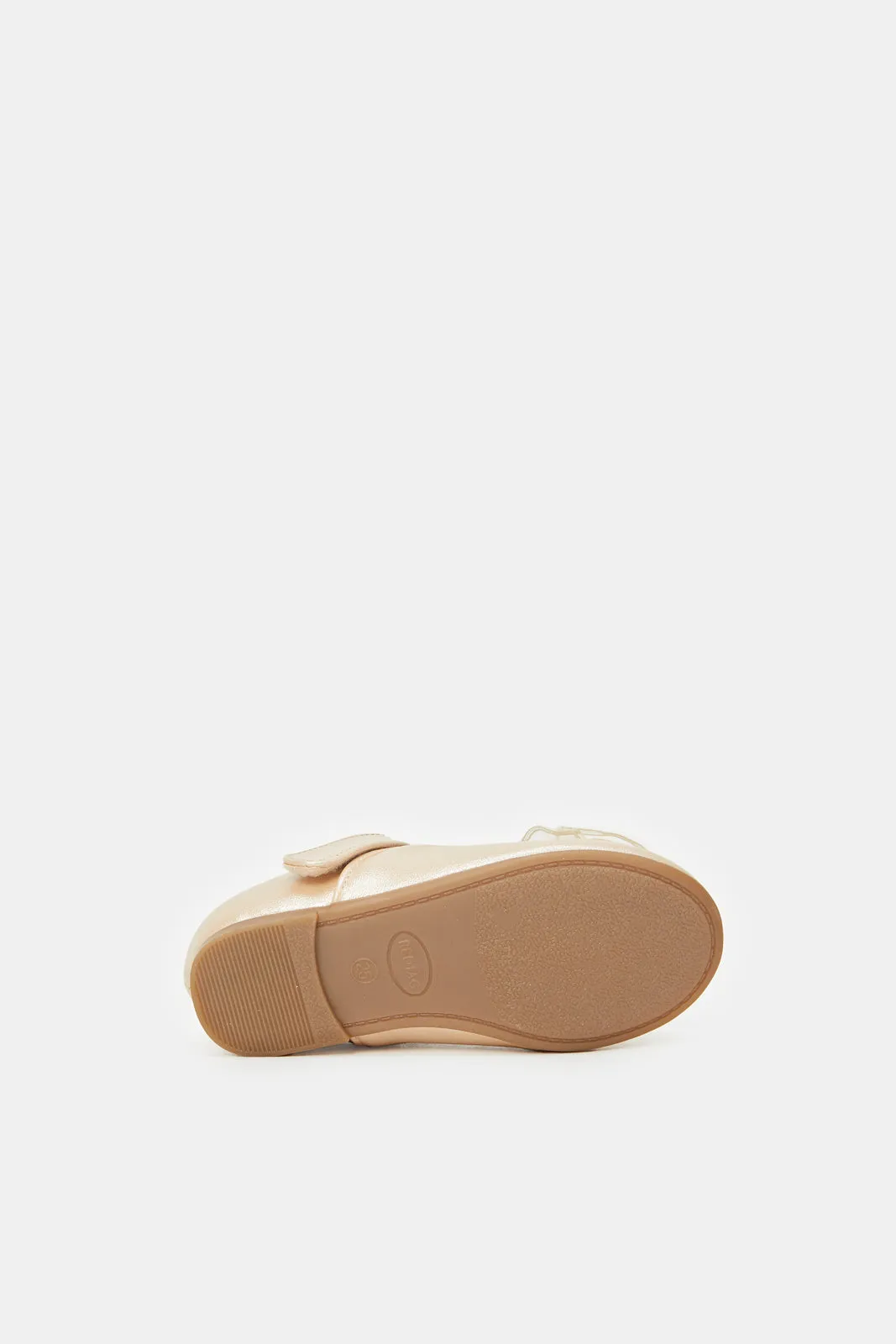 Girls Beige Bow Embellished Ballerina