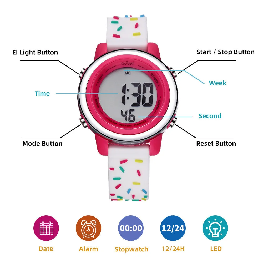 Girls Digital Sports Watch with many features - Sprinkles