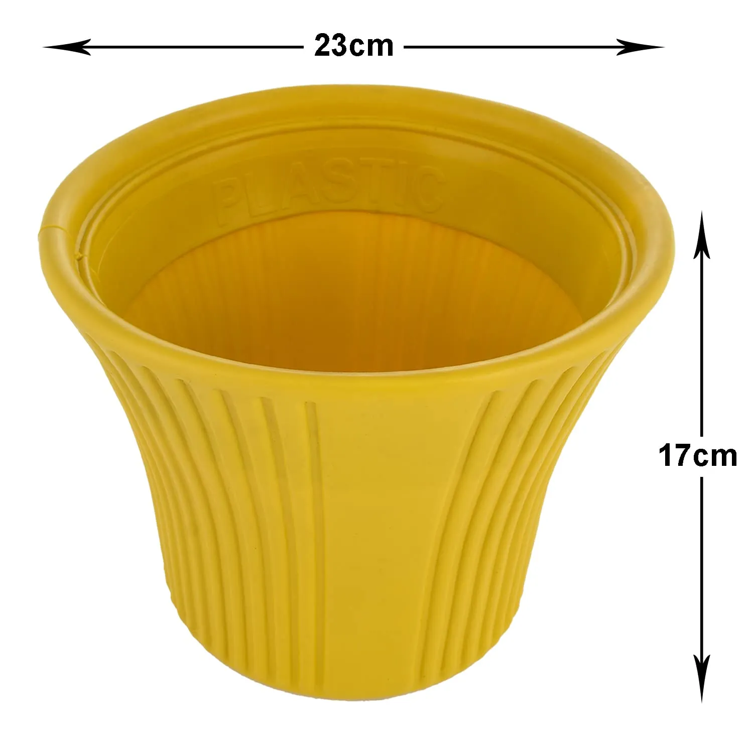 Heart Home Sunshine Flower Pot|Durable Plastic Flower Pots|Planters for Home Décor|Garden|Living Room|Balcony|8 Inch|Pack of 2 (Yellow)
