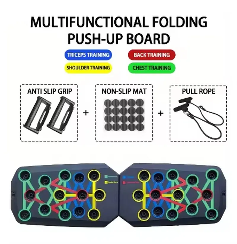 Heavy Duty Portable Home Gym Set - Folding Pushup Bar, Exercise Bands, Workout Mat