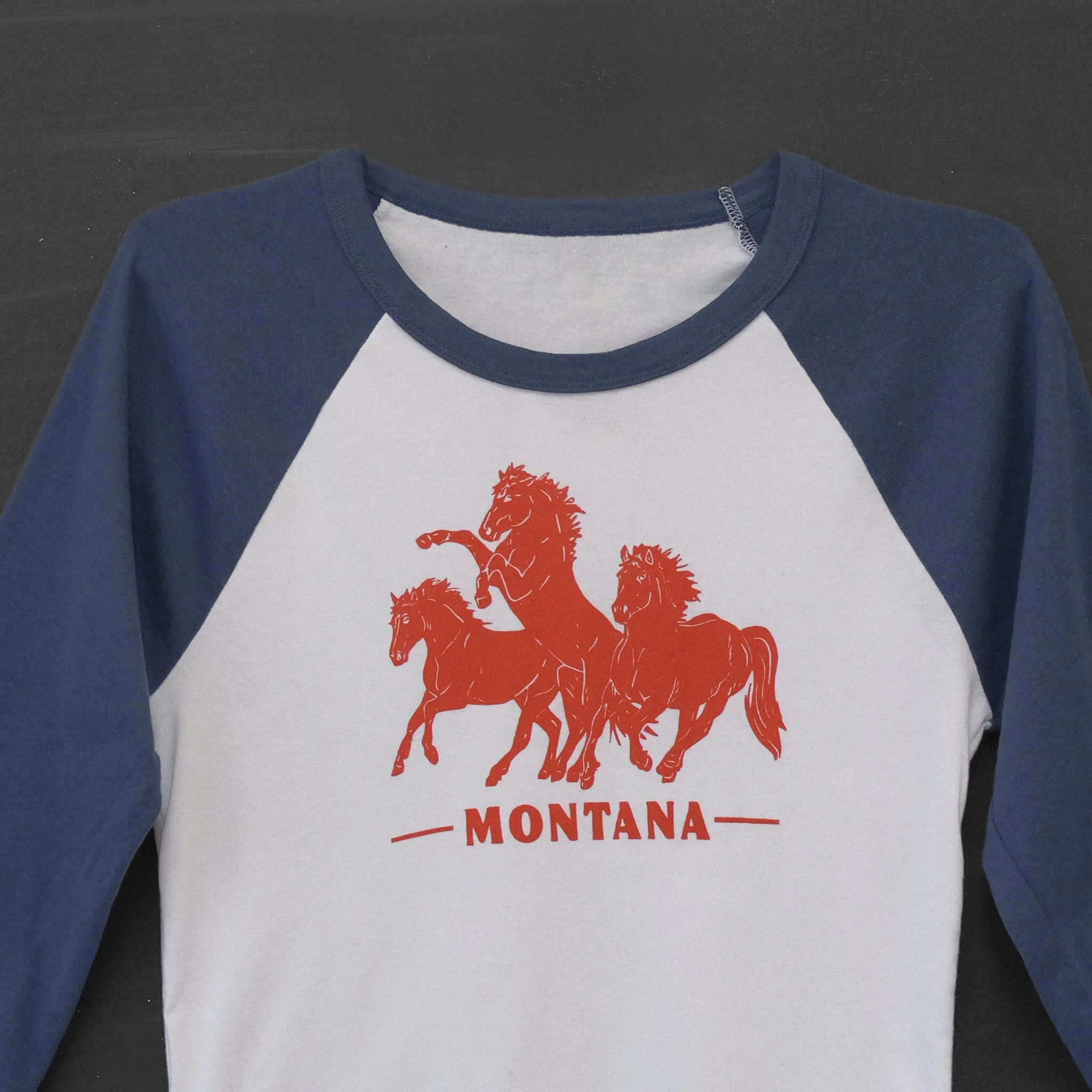 Horsepower Montana Navy Baseball Crop Tee