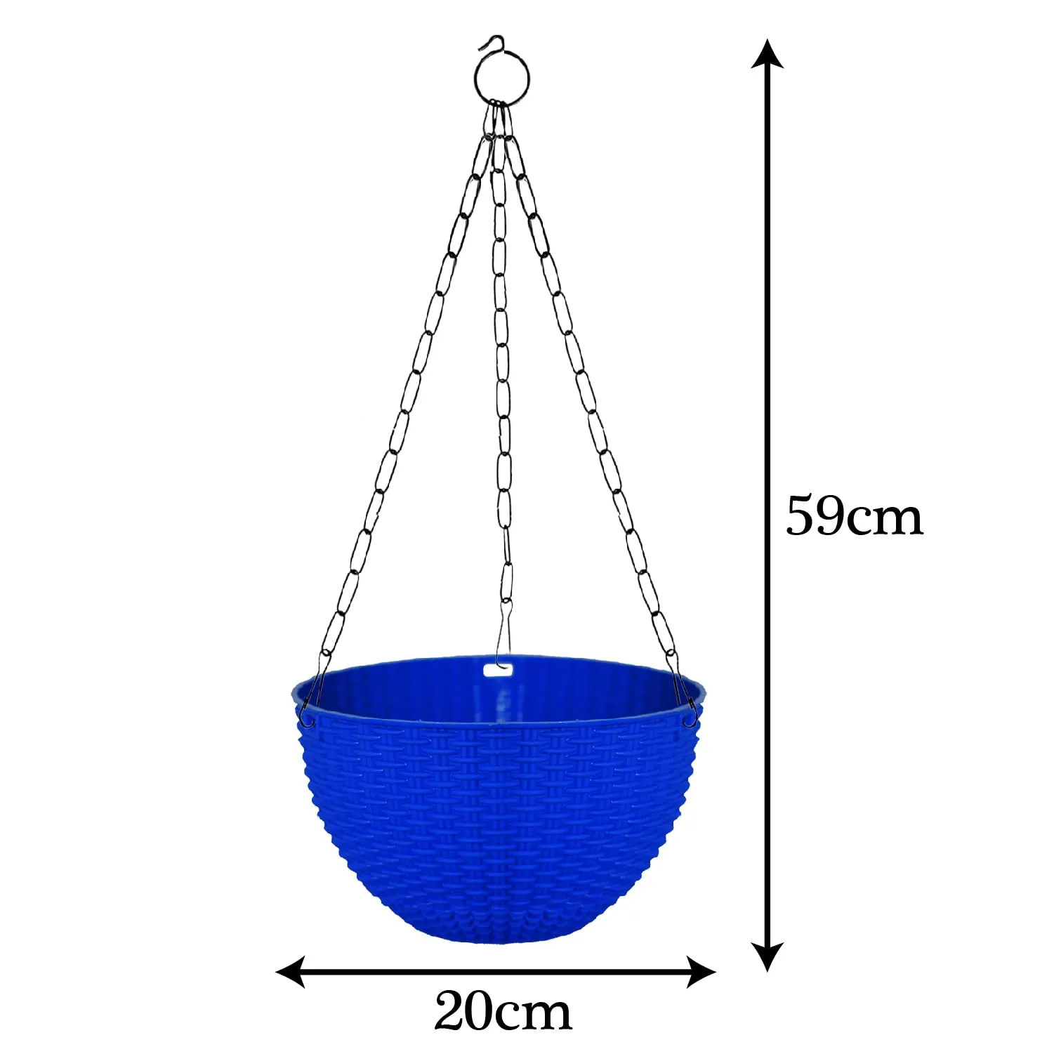 Kuber Industries Plastic Hanging Flower Pot for Balcony & Railing Set of 4 (Blue)-20x20x59 cm