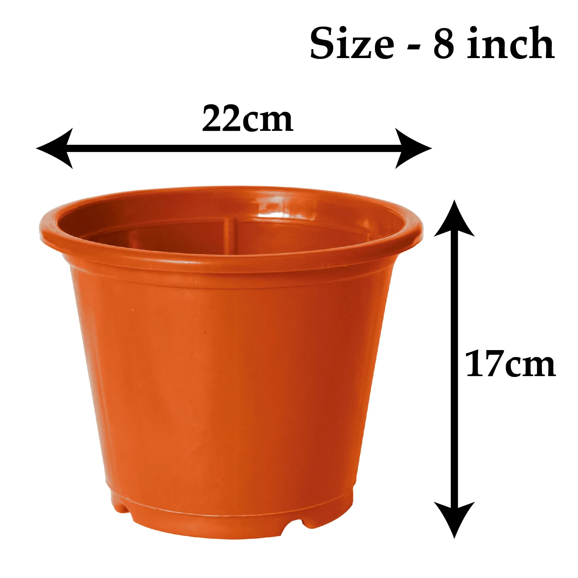 Kuber Industries Plastic Planters|Gamla|Flower Pots for Garden Nursery Home Décor,8"x6",Pack of 3 (Orange)