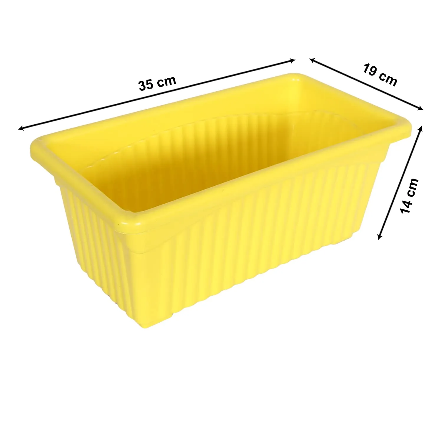 Kuber Industries Rectangular Jupiter Plastic Window Pot|Flower Planter for Home & Balcony,Garden 14 Inches Pack of 2 (Yellow)