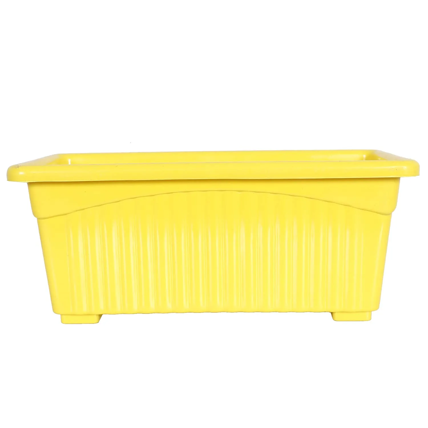 Kuber Industries Rectangular Jupiter Plastic Window Pot|Flower Planter for Home & Balcony,Garden 14 Inches Pack of 2 (Yellow)