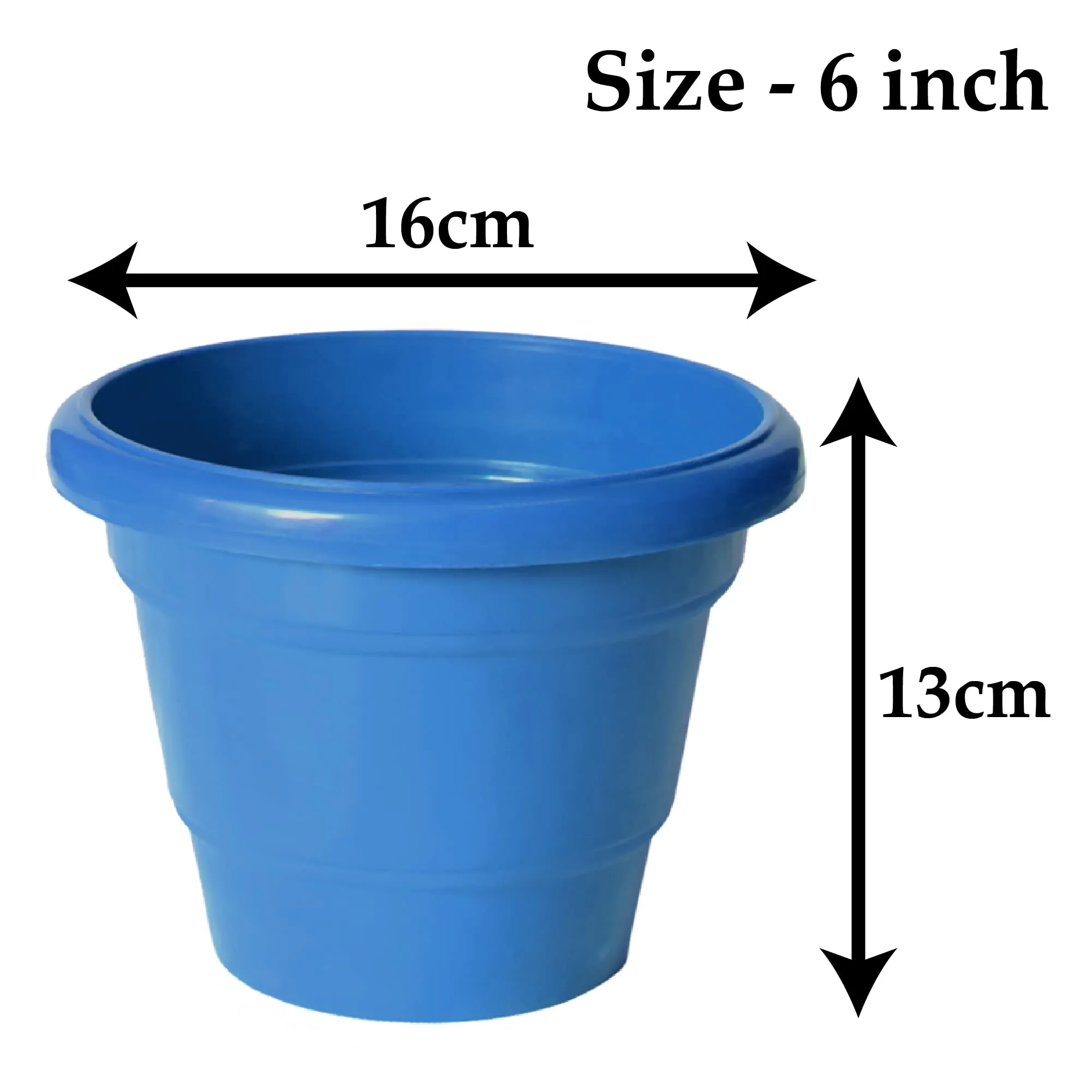 Kuber Industries Solid 2 Layered Plastic Flower Pot|Gamla for Home Decor,Nursery,Balcony,Garden,6"x5",Pack of 10 (Blue)