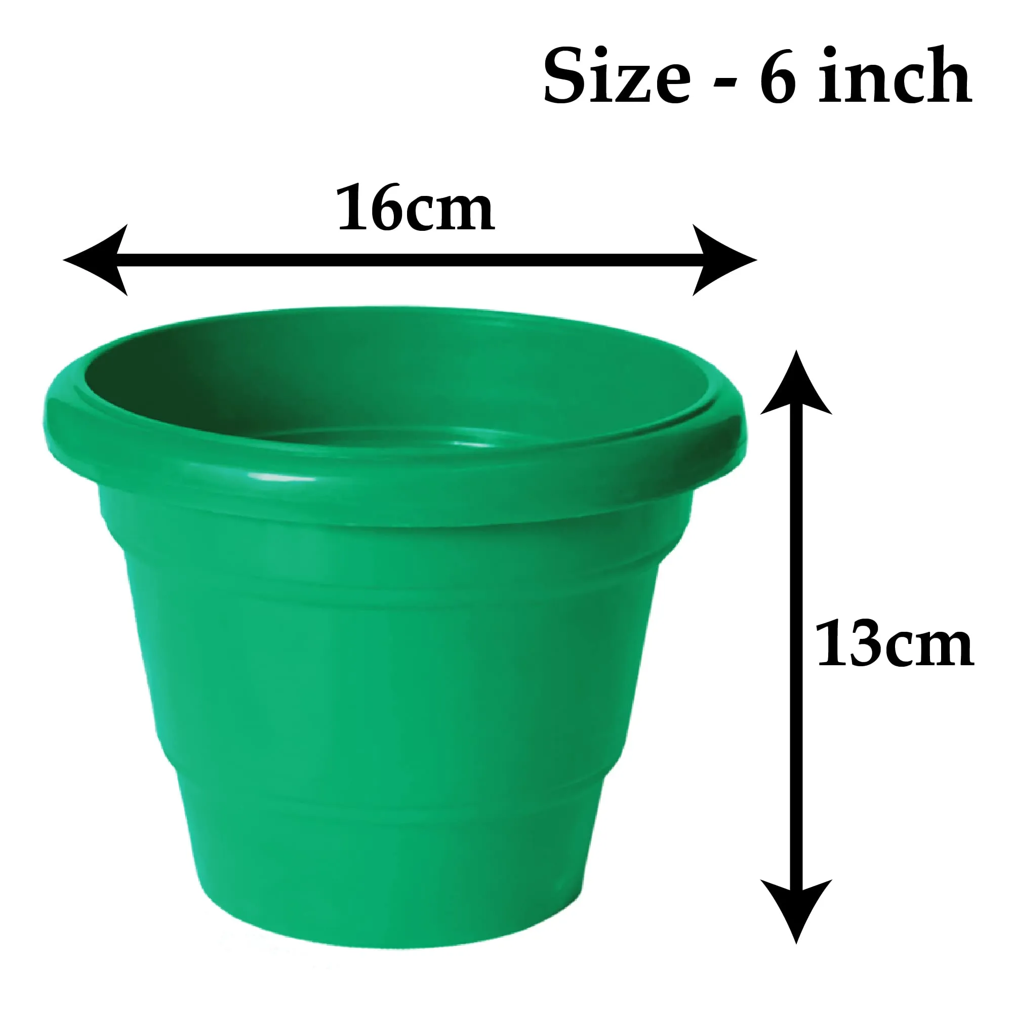 Kuber Industries Solid 2 Layered Plastic Flower Pot|Gamla for Home Decor,Nursery,Balcony,Garden,6"x5",Pack of 5 (Green)
