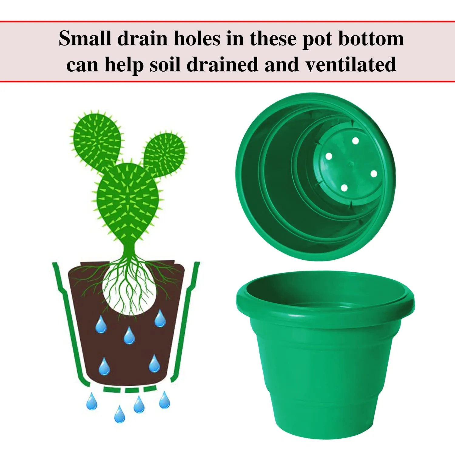 Kuber Industries Solid 2 Layered Plastic Flower Pot|Gamla for Home Decor,Nursery,Balcony,Garden,8"x 6",Pack of 4 (Green)