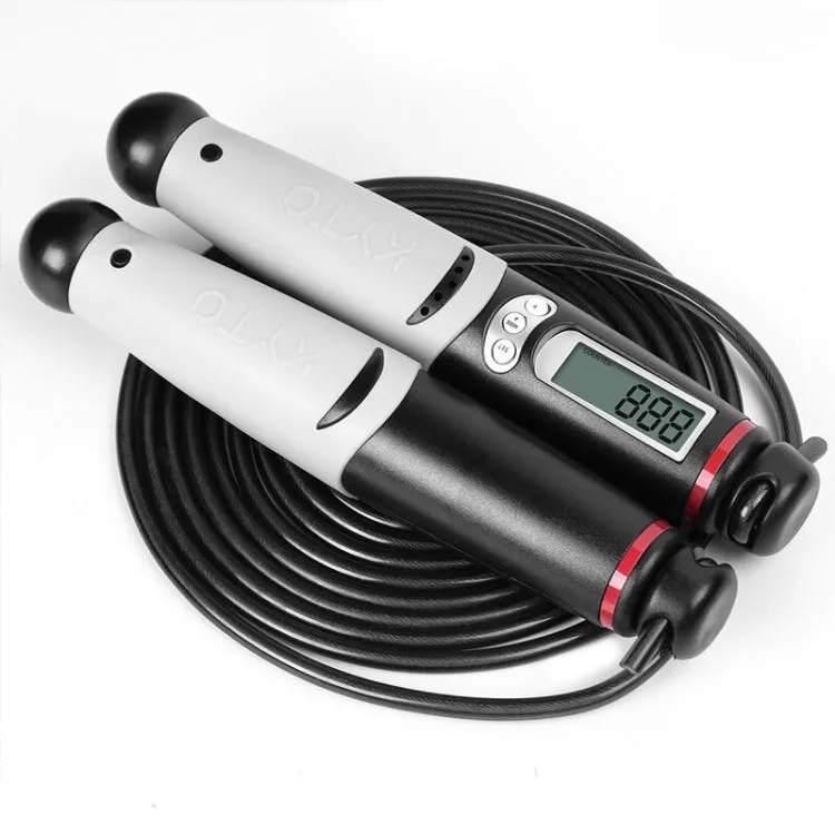 KYTO 2106C Cordless / Corded Dual-Use Calorie Electronic Counting Skipping Rope Adult Fitness Timing Skipping Rope with Horn(Black)