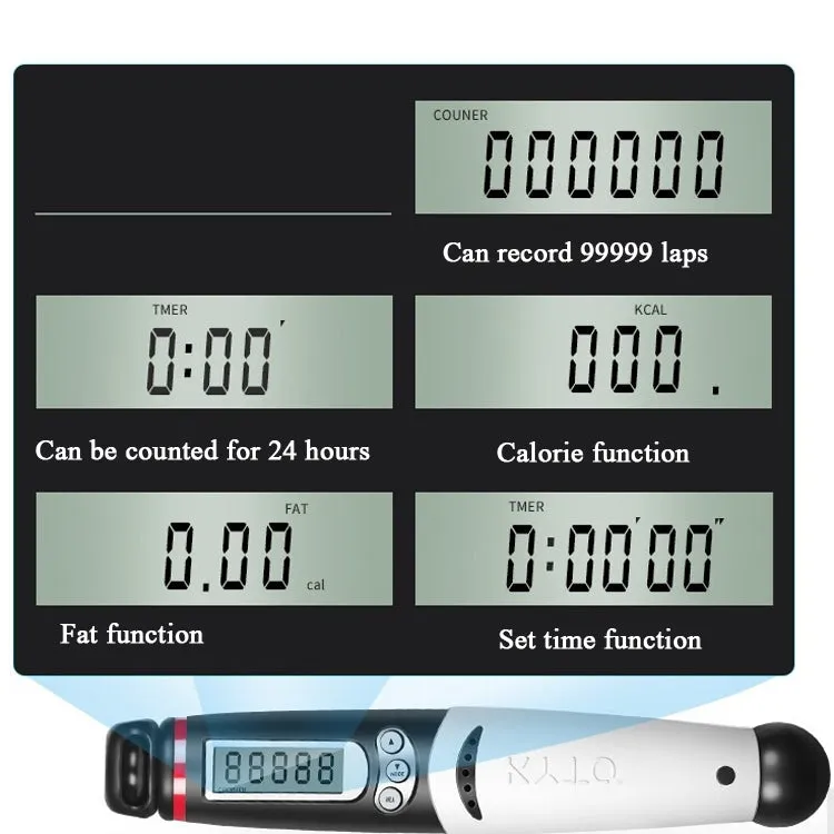 KYTO 2106C Cordless / Corded Dual-Use Calorie Electronic Counting Skipping Rope Adult Fitness Timing Skipping Rope with Horn(Black)
