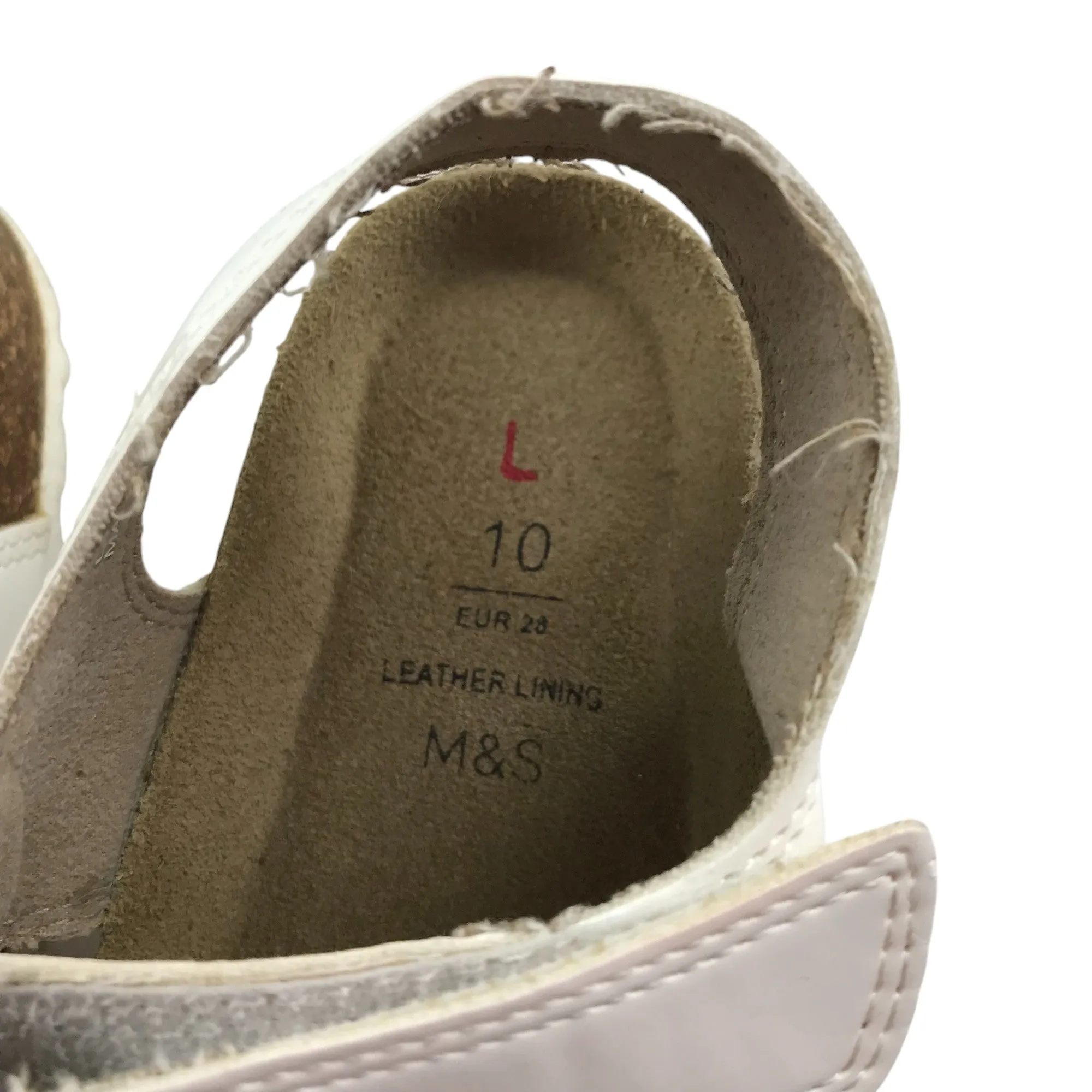 M&S sandals shoe size 10 junior white straps