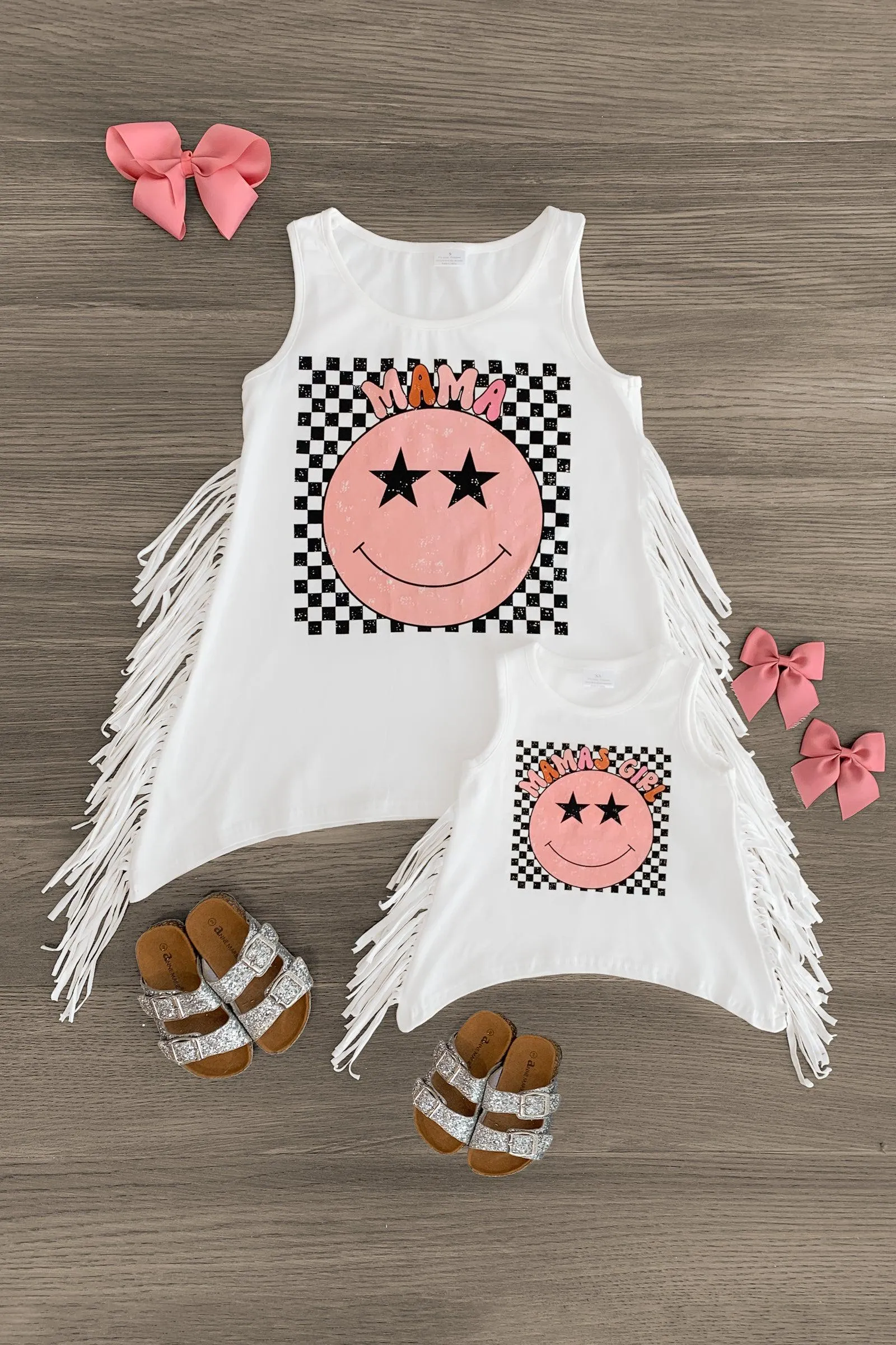 Mom & Me - "Mama & Mama's Girl" White Fringe Tank Top